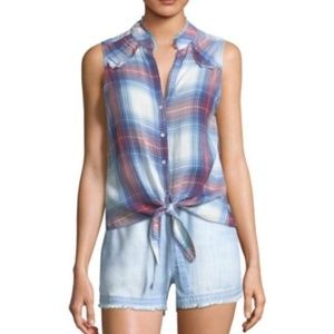 NWOT Cloth & Stone Anthro Plaid Tie Front, Medium